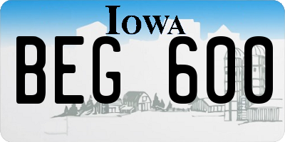 IA license plate BEG600