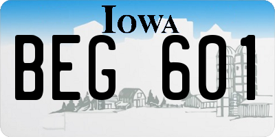 IA license plate BEG601