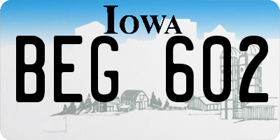 IA license plate BEG602