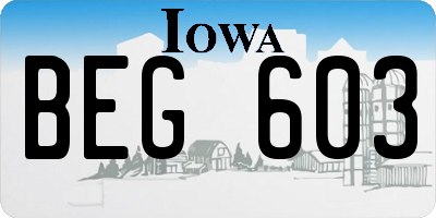 IA license plate BEG603