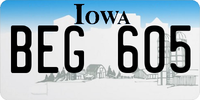 IA license plate BEG605