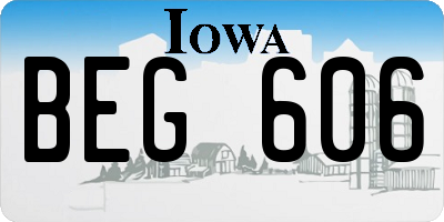 IA license plate BEG606