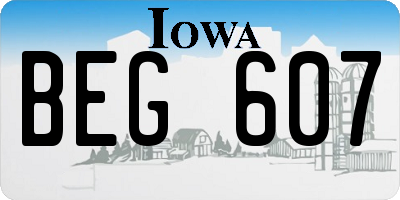 IA license plate BEG607