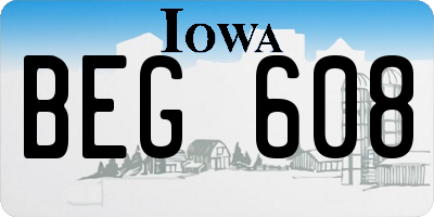 IA license plate BEG608
