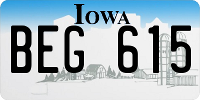 IA license plate BEG615