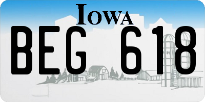 IA license plate BEG618