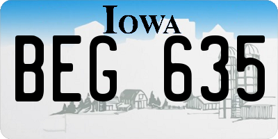 IA license plate BEG635