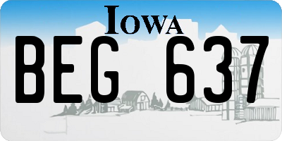 IA license plate BEG637