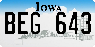 IA license plate BEG643