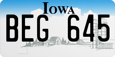 IA license plate BEG645