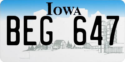 IA license plate BEG647