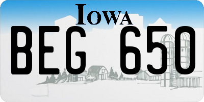 IA license plate BEG650