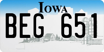 IA license plate BEG651