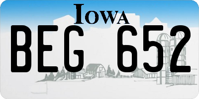 IA license plate BEG652