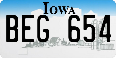 IA license plate BEG654