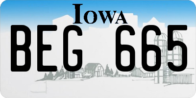 IA license plate BEG665