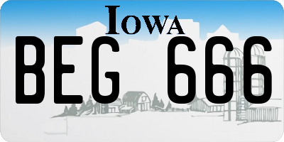 IA license plate BEG666