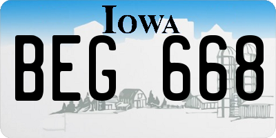 IA license plate BEG668