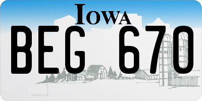IA license plate BEG670