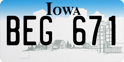 IA license plate BEG671