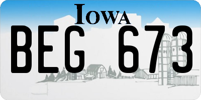 IA license plate BEG673