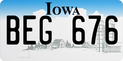 IA license plate BEG676