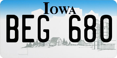 IA license plate BEG680