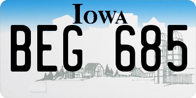 IA license plate BEG685