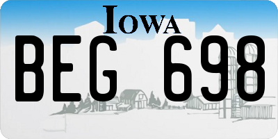 IA license plate BEG698