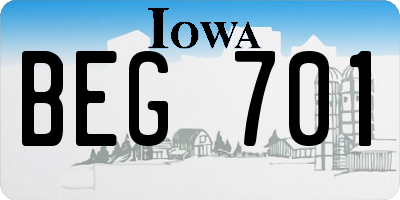 IA license plate BEG701