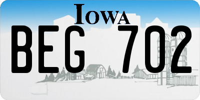 IA license plate BEG702