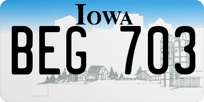 IA license plate BEG703