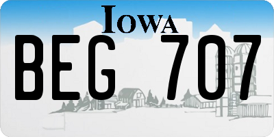 IA license plate BEG707