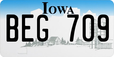 IA license plate BEG709