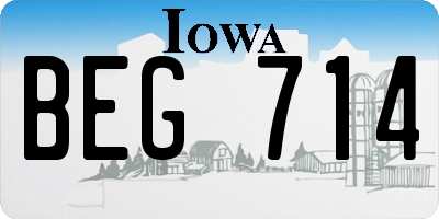 IA license plate BEG714