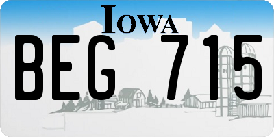 IA license plate BEG715