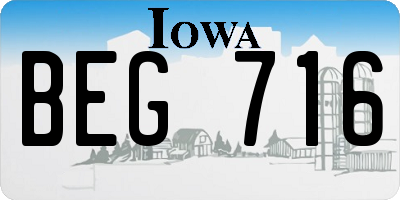 IA license plate BEG716