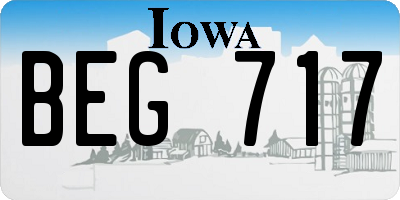IA license plate BEG717