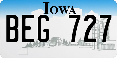 IA license plate BEG727