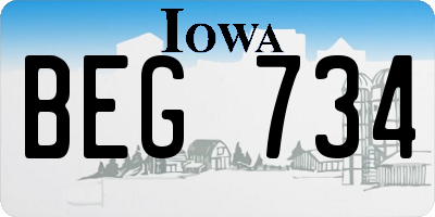 IA license plate BEG734