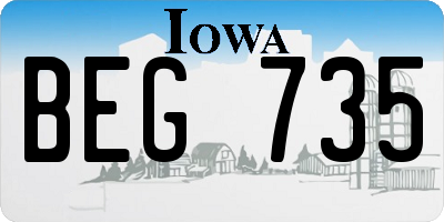 IA license plate BEG735