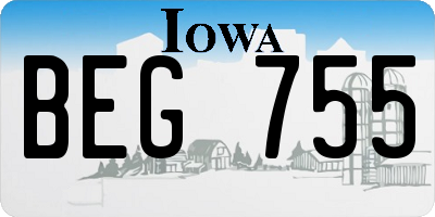 IA license plate BEG755