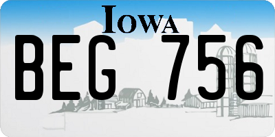 IA license plate BEG756
