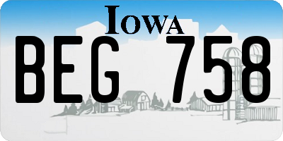 IA license plate BEG758