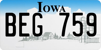 IA license plate BEG759