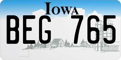 IA license plate BEG765