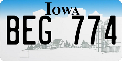 IA license plate BEG774