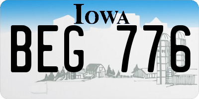 IA license plate BEG776