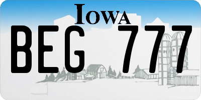 IA license plate BEG777
