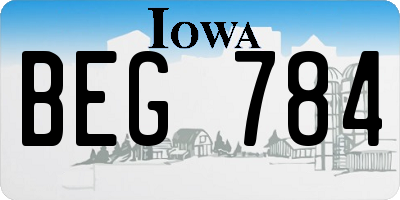 IA license plate BEG784